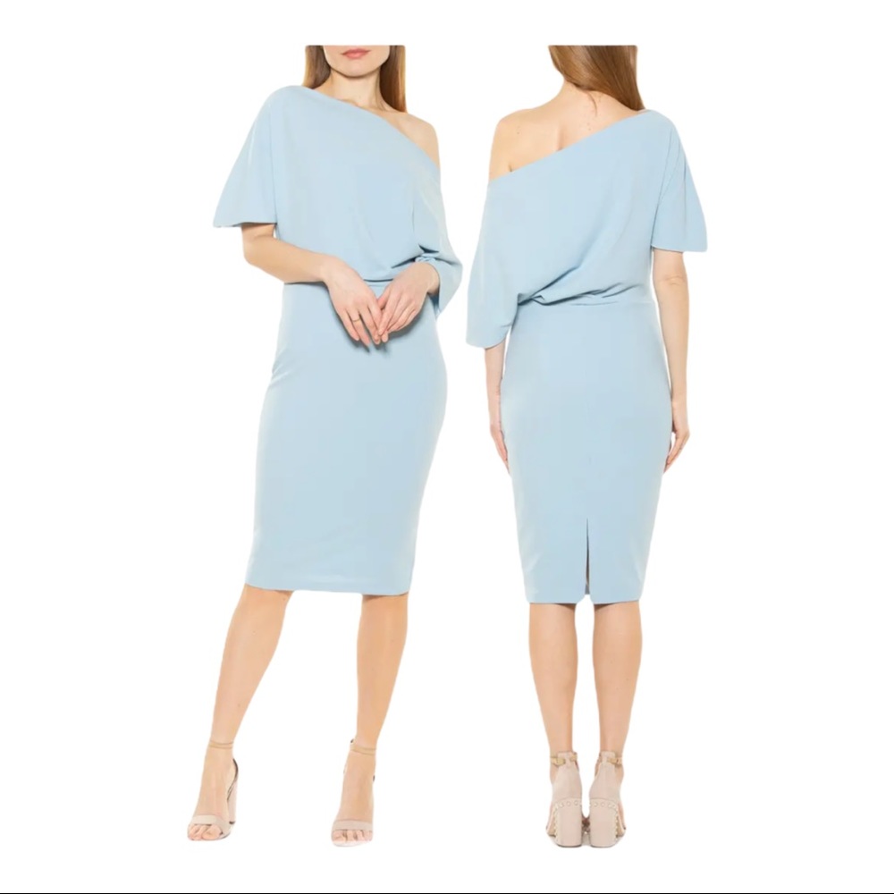 ALEXIA ADMOR Olivia Draped Off-the-Shoulder Sheath Dress